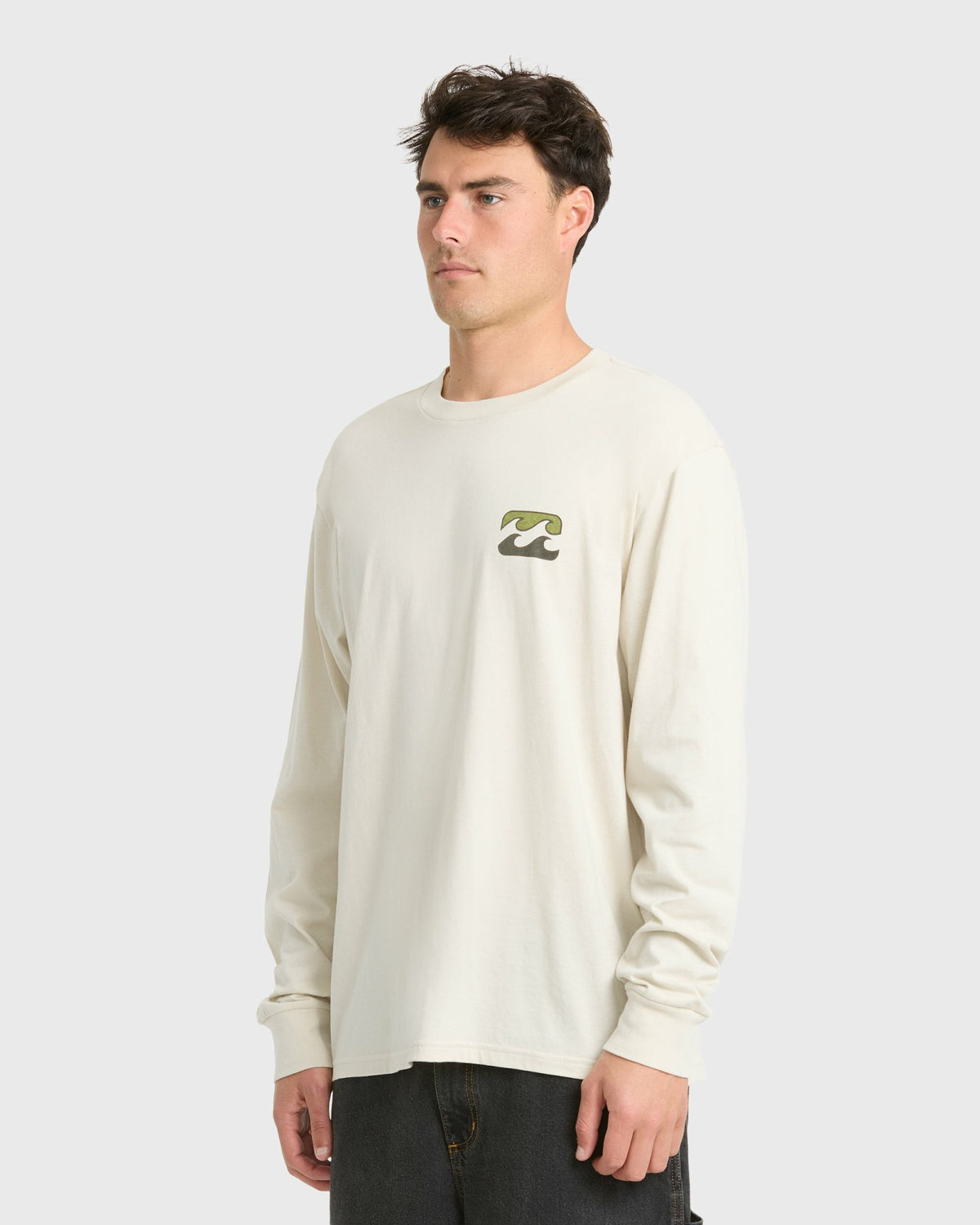 Billabong Men's Crayon Wave Premium Long Sleeve Knit T-Shirt - Oatmeal