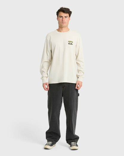 Billabong Men's Crayon Wave Premium Long Sleeve Knit T-Shirt - Oatmeal