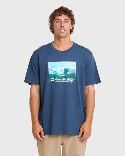 Billabong Men's Lucid Premium Short Sleeve Cotton Graphic T-Shirt - Dark Denim