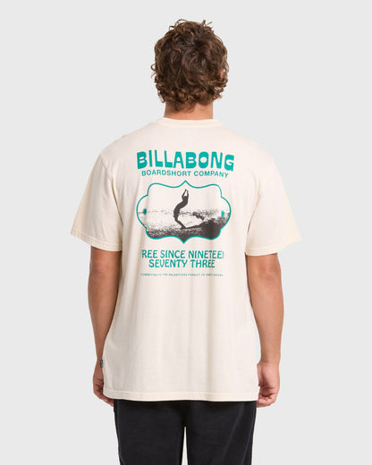 Billabong Men's Glance Wave Washed Premium Short Sleeve Knit T-Shirt - Oatmeal