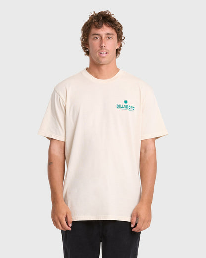 Billabong Men's Glance Wave Washed Premium Short Sleeve Knit T-Shirt - Oatmeal