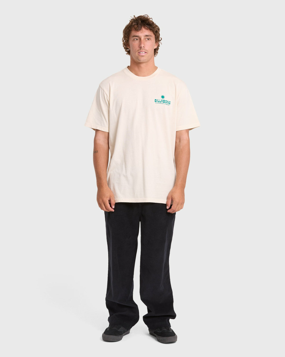 Billabong Men's Glance Wave Washed Premium Short Sleeve Knit T-Shirt - Oatmeal