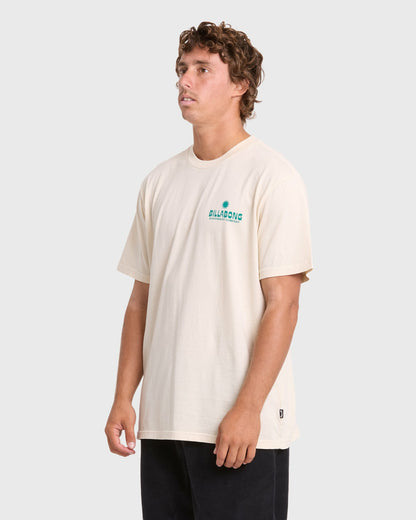 Billabong Men's Glance Wave Washed Premium Short Sleeve Knit T-Shirt - Oatmeal