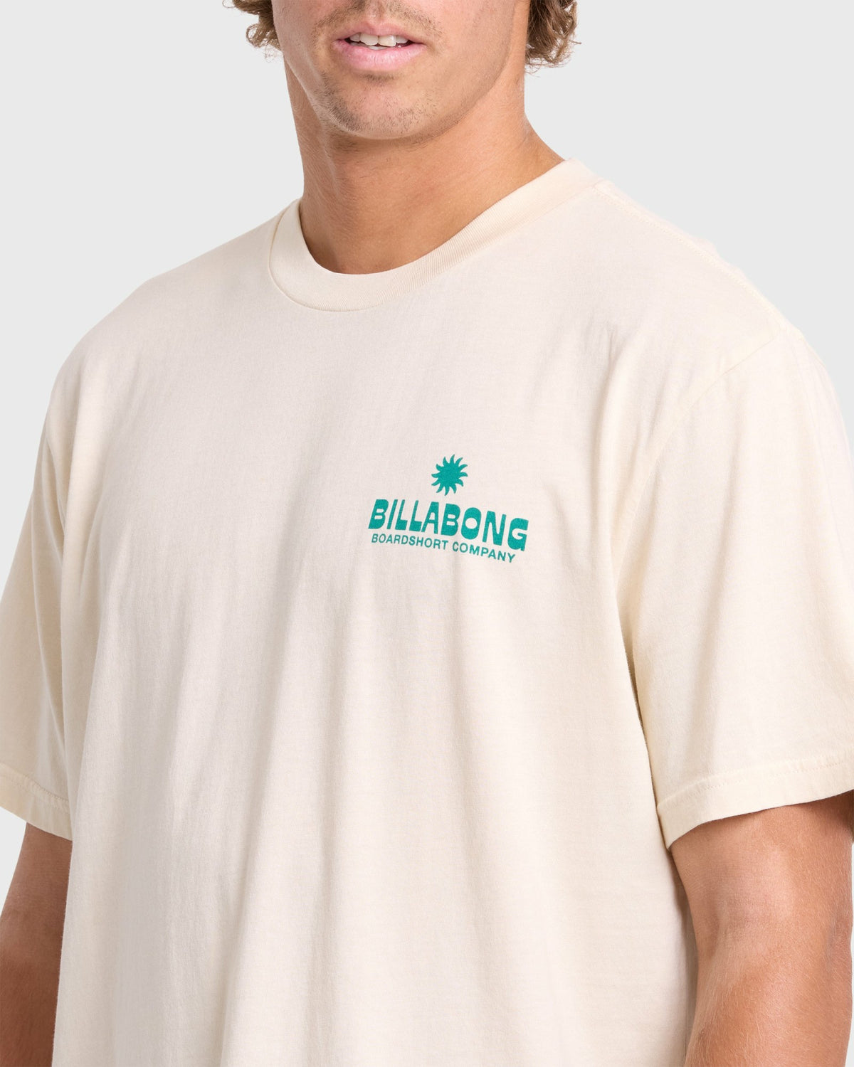 Billabong Men's Glance Wave Washed Premium Short Sleeve Knit T-Shirt - Oatmeal
