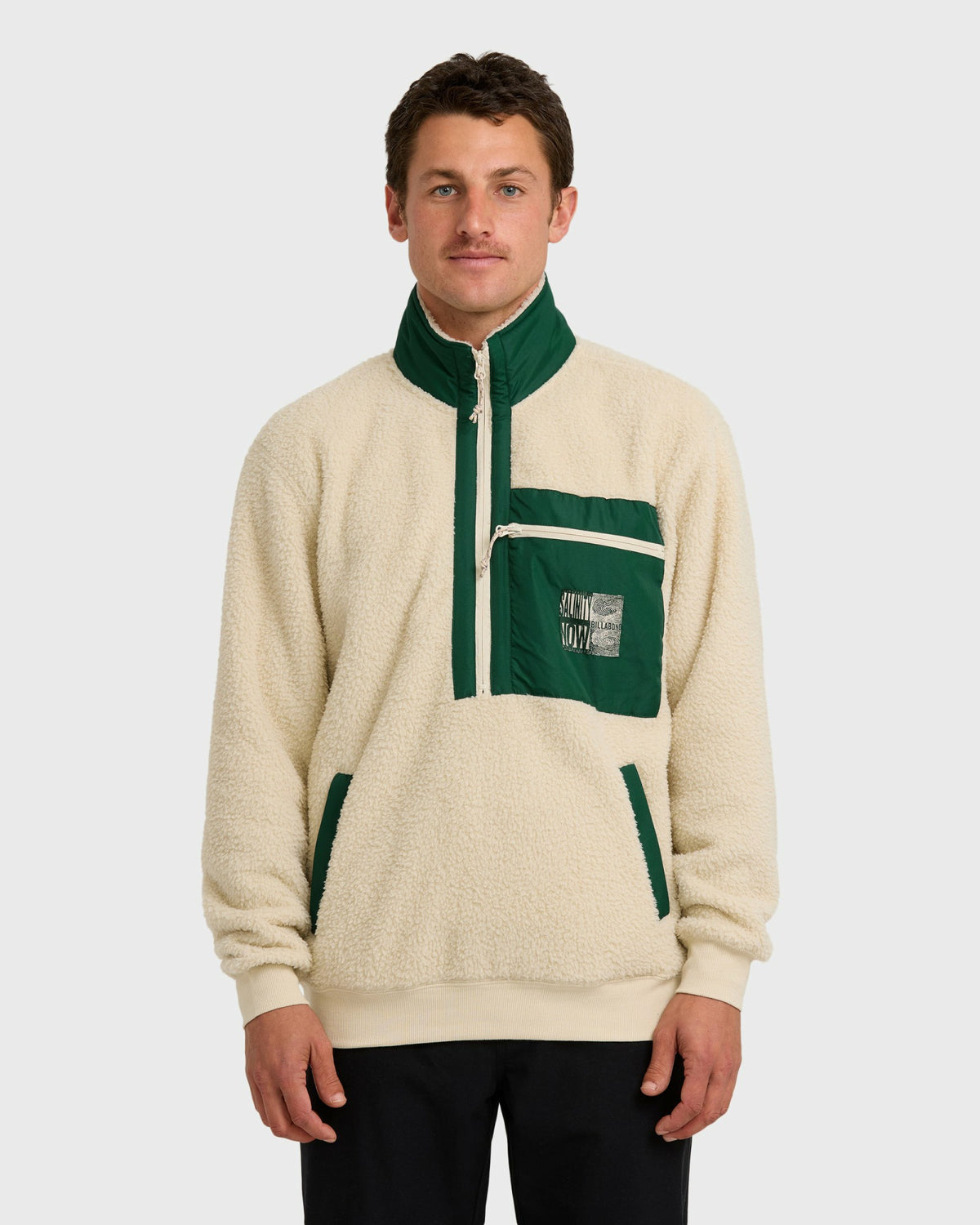 Billabong Men's Salinity Now Boundary Mock Neck Sweatshirt - Chino