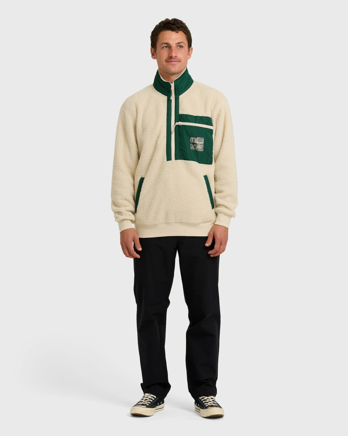 Billabong Men's Salinity Now Boundary Mock Neck Sweatshirt - Chino