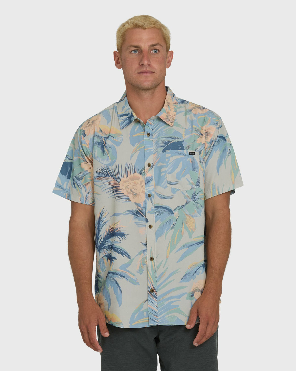 Billabong Men's Sundays Lounge Short Sleeve Woven Shirt - Blue Horizon