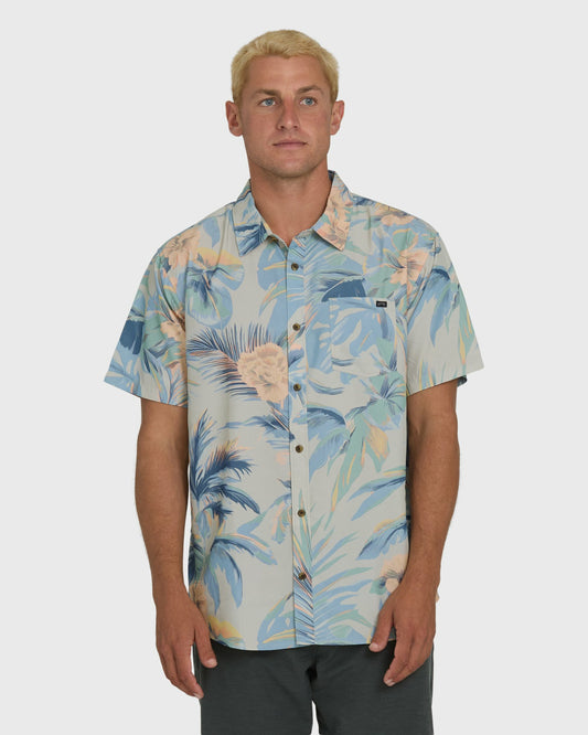 Billabong Men's Sundays Lounge Short Sleeve Woven Shirt - Blue Horizon