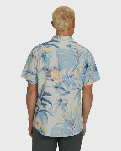 Billabong Men's Sundays Lounge Short Sleeve Woven Shirt - Blue Horizon