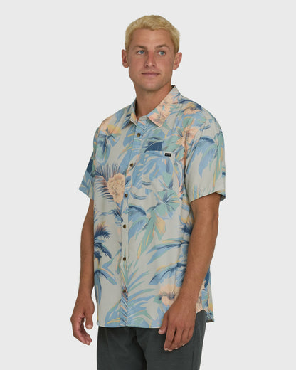 Billabong Men's Sundays Lounge Short Sleeve Woven Shirt - Blue Horizon