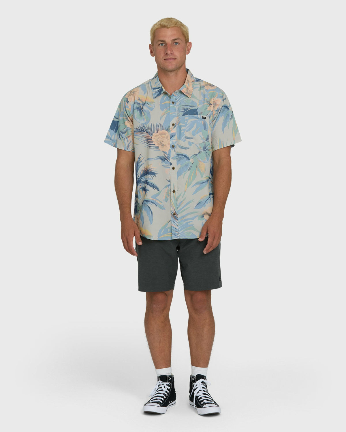 Billabong Men's Sundays Lounge Short Sleeve Woven Shirt - Blue Horizon