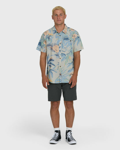 Billabong Men's Sundays Lounge Short Sleeve Woven Shirt - Blue Horizon