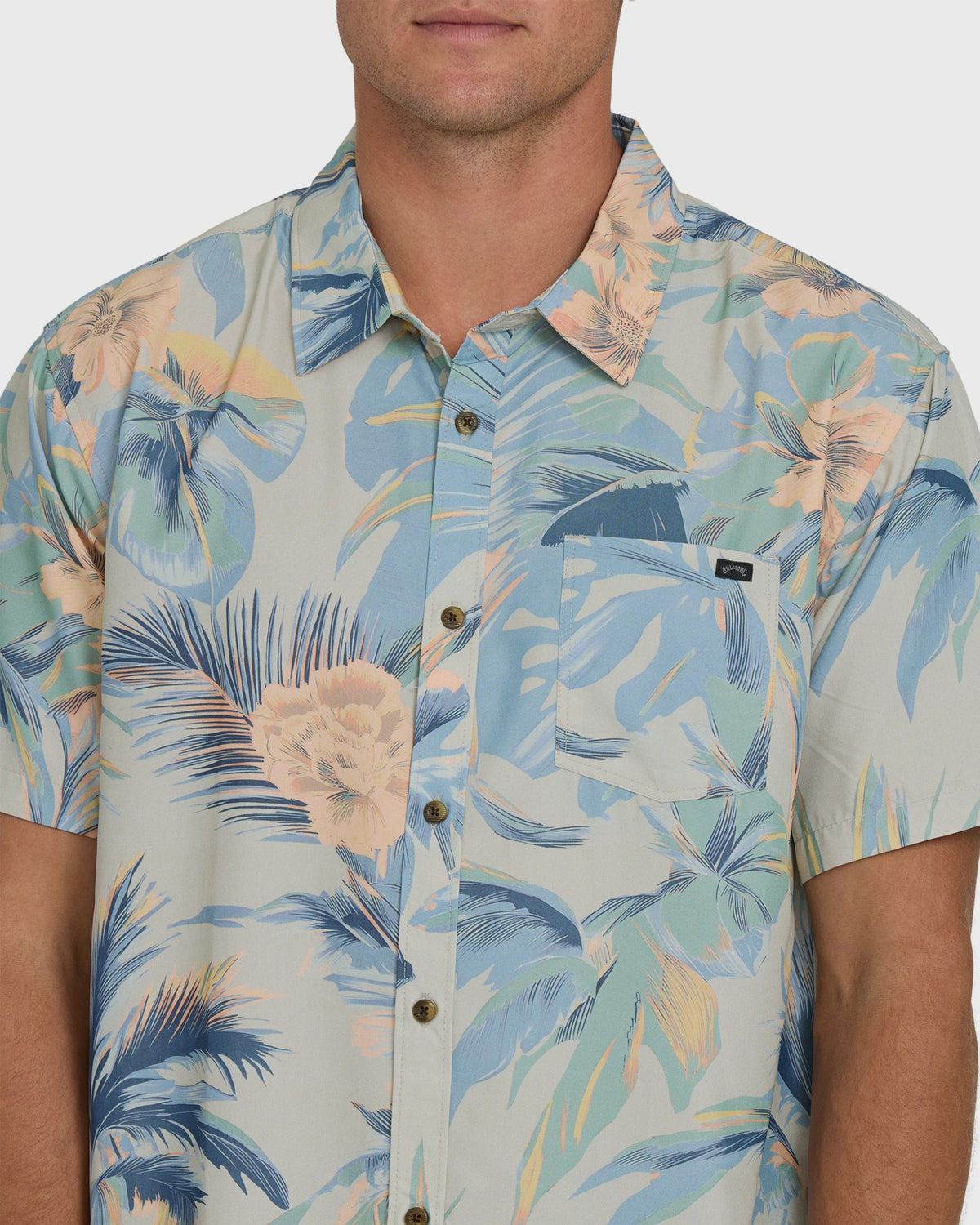 Billabong Men's Sundays Lounge Short Sleeve Woven Shirt - Blue Horizon