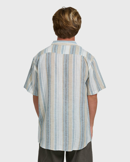 Billabong Men's All Day Stripe Short Sleeve Shirt - Blue\/White