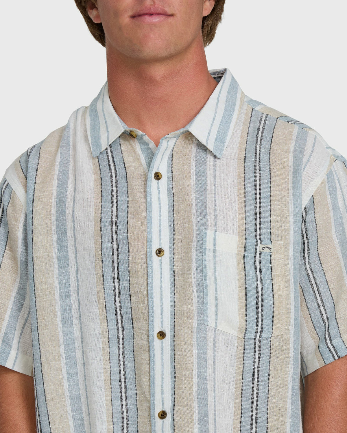 Billabong Men's All Day Stripe Short Sleeve Shirt - Blue\/White