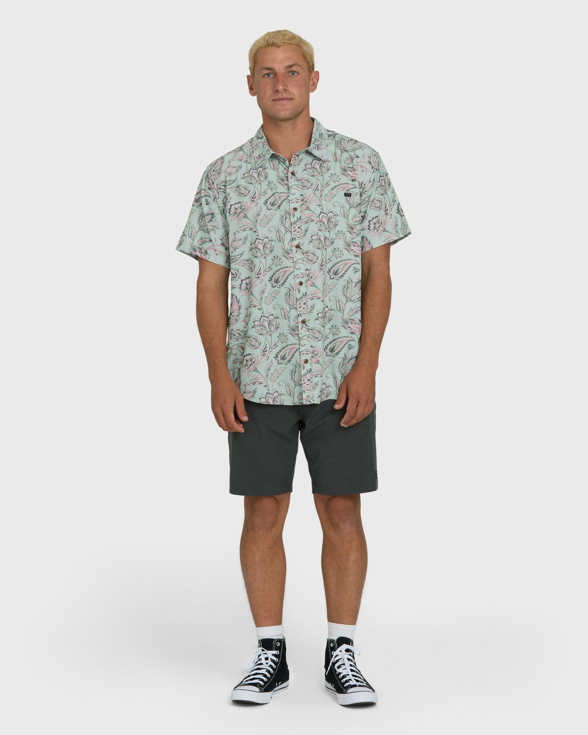 Billabong Men's Sundays Lounge Short Sleeve Woven Shirt - Mist Green
