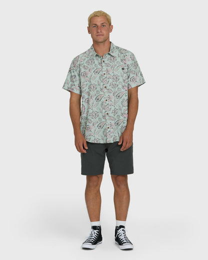 Billabong Men's Sundays Lounge Short Sleeve Woven Shirt - Mist Green