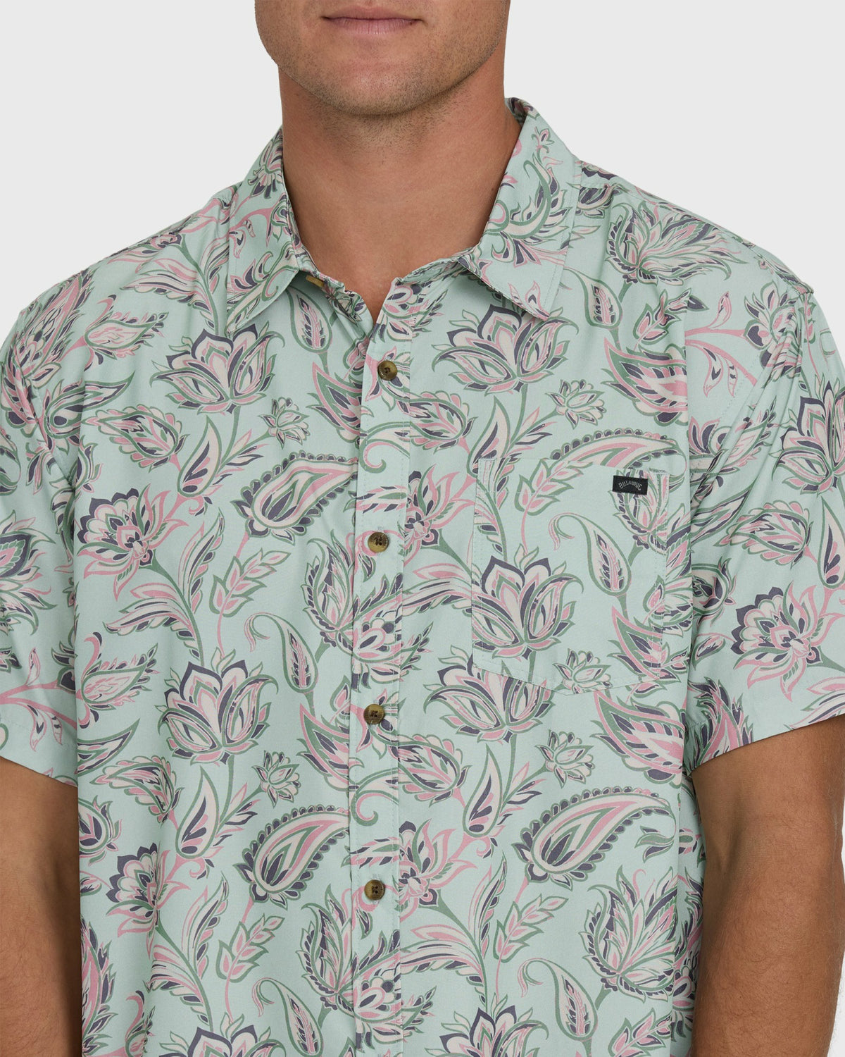 Billabong Men's Sundays Lounge Short Sleeve Woven Shirt - Mist Green