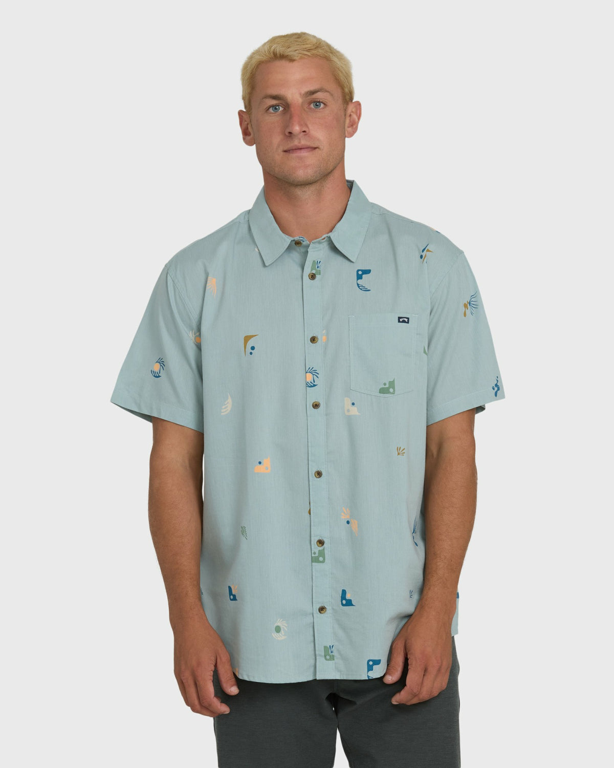 Billabong Men's Sundays Mini Short Sleeve Woven Shirt - Blue Fog