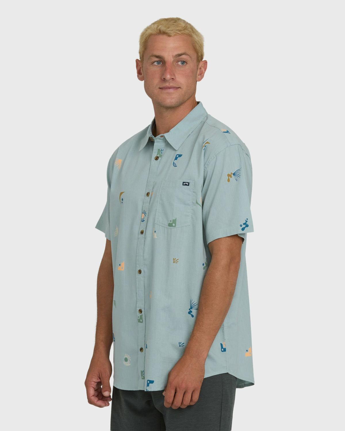 Billabong Men's Sundays Mini Short Sleeve Woven Shirt - Blue Fog