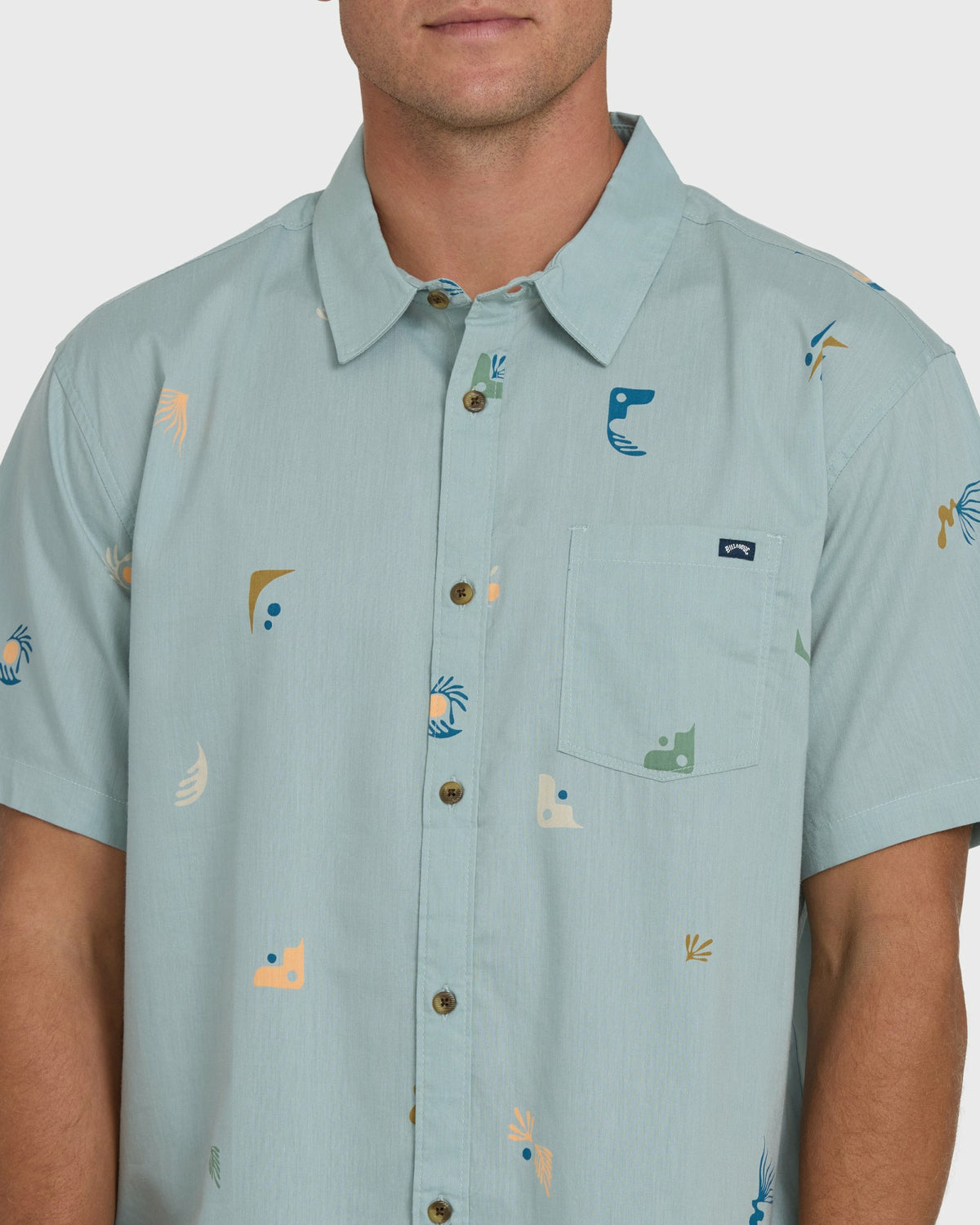 Billabong Men's Sundays Mini Short Sleeve Woven Shirt - Blue Fog
