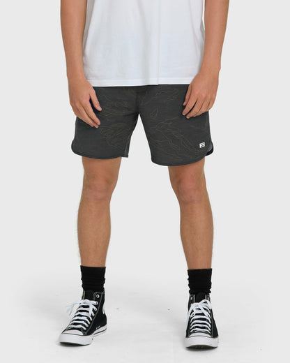 Billabong Men's Surftrek Transit Elastic 17\" Hybrid Shorts - Black Camo