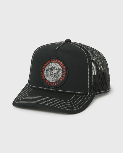 Billabong Men's Skull Wave Hi Trucker Hat - Black