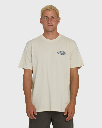 Billabong Men's Heritage Arch Wave Washed Premium Short Sleeve Knit T-Shirt - Oatmeal