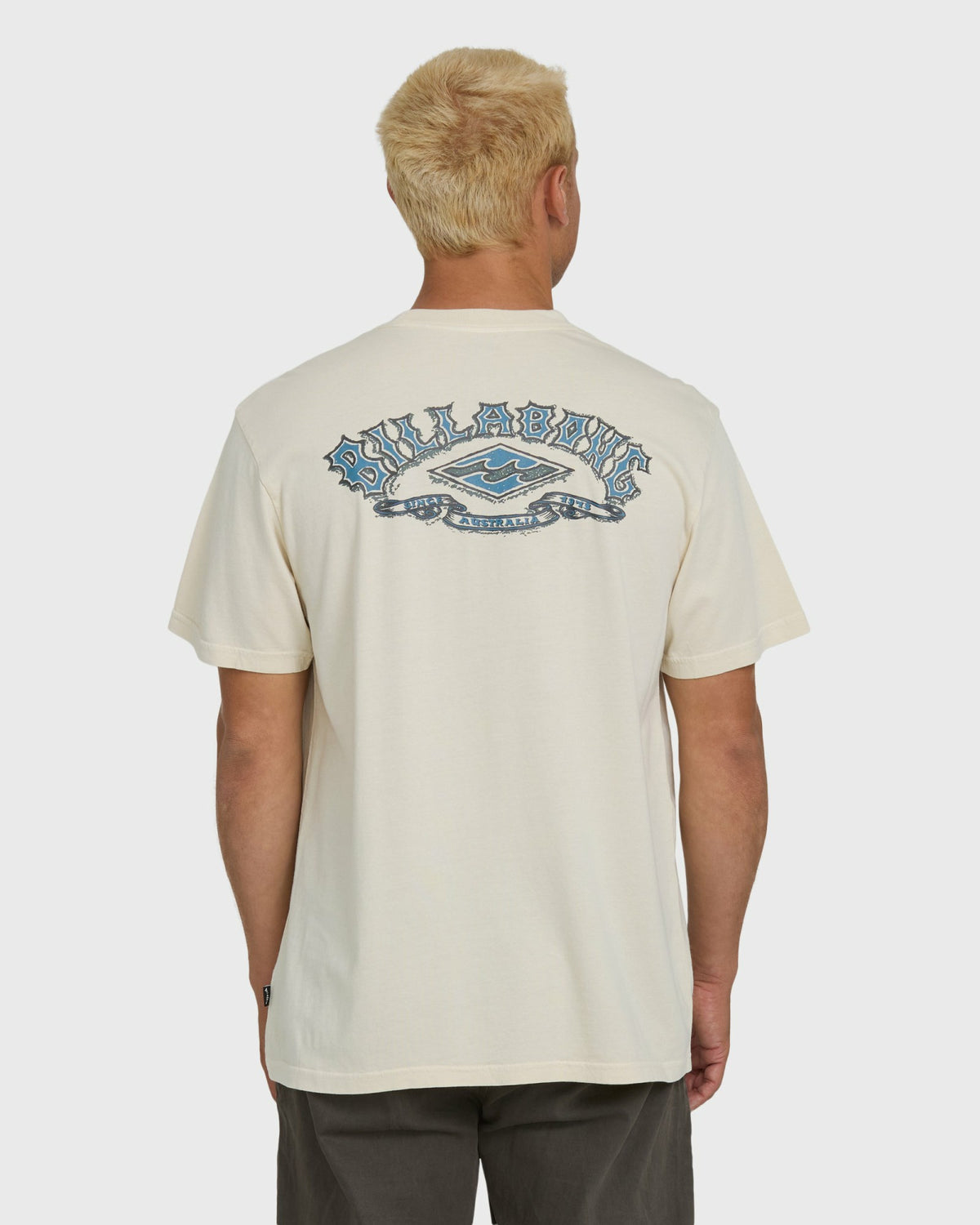 Billabong Men's Heritage Arch Wave Washed Premium Short Sleeve Knit T-Shirt - Oatmeal