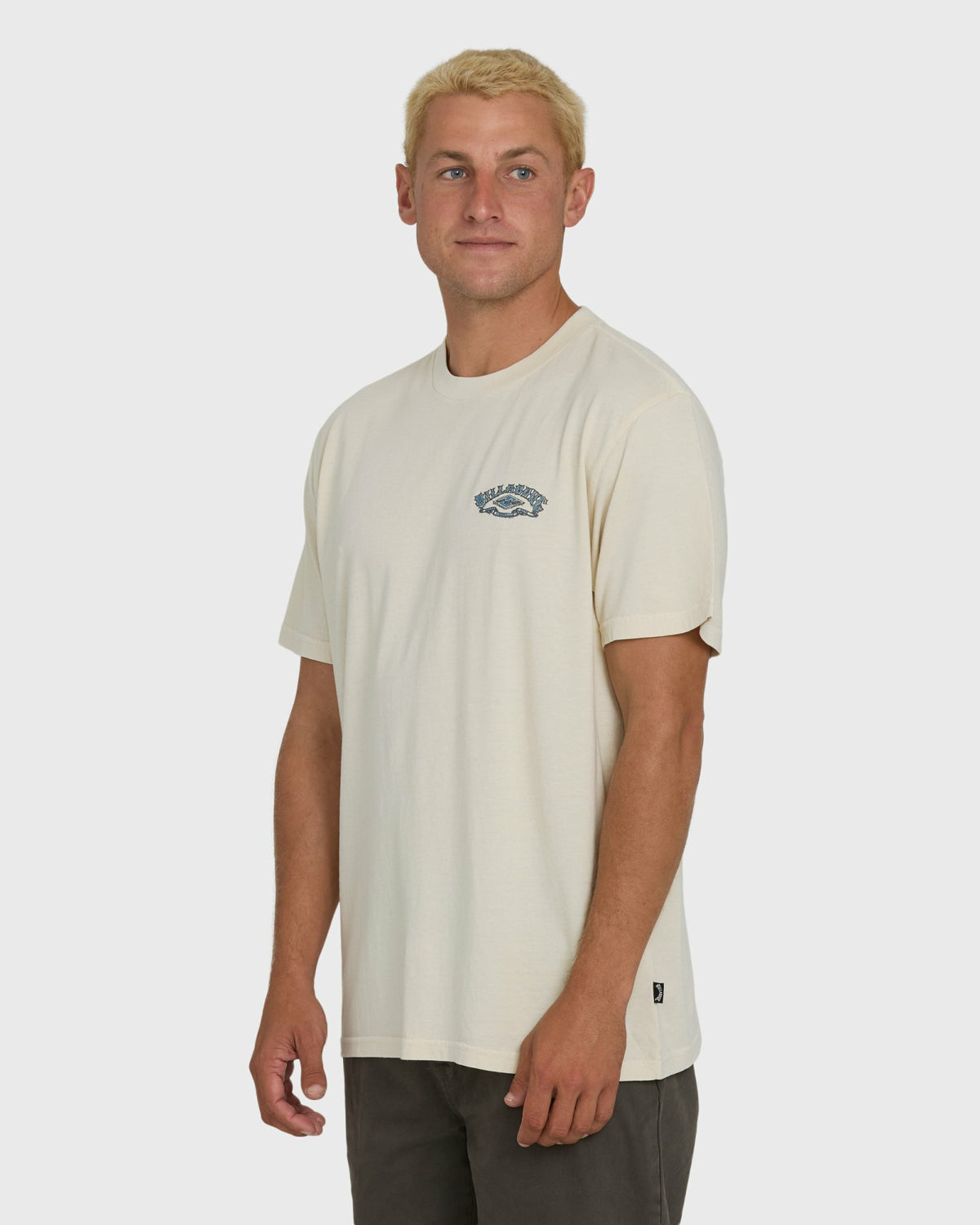 Billabong Men's Heritage Arch Wave Washed Premium Short Sleeve Knit T-Shirt - Oatmeal