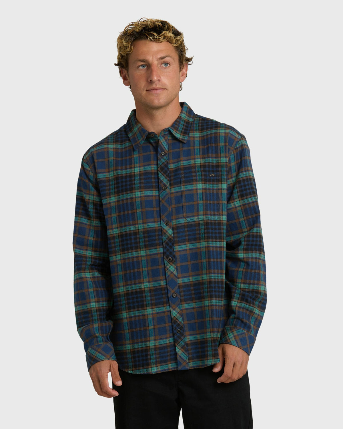 Billabong Men's Coastline Long Sleeve Flannel Shirt - Dark Denim