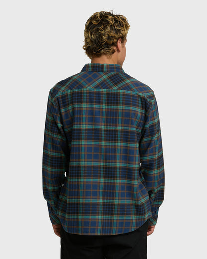 Billabong Men's Coastline Long Sleeve Flannel Shirt - Dark Denim