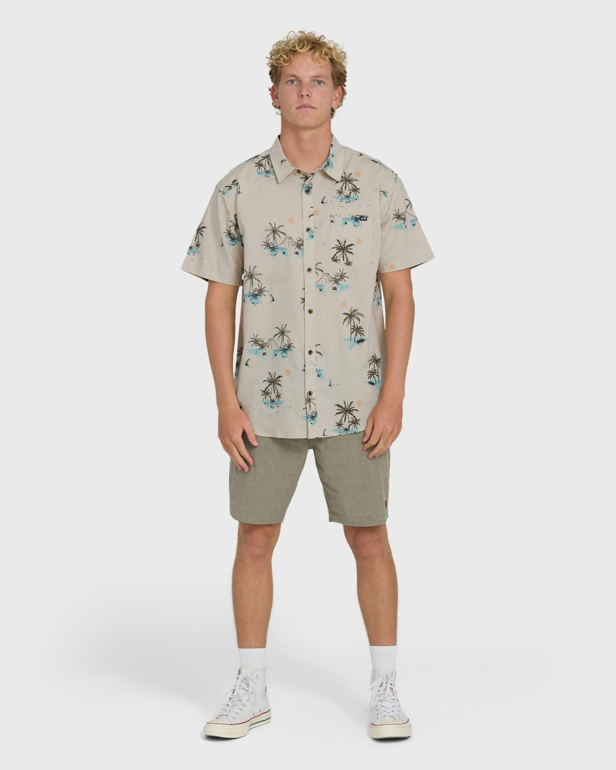 Billabong Men's Sundays Short Sleeve Woven Shirt - Fog