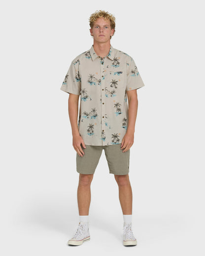 Billabong Men's Sundays Short Sleeve Woven Shirt - Fog