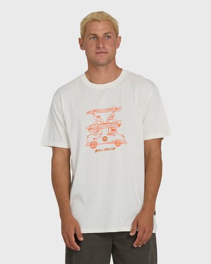 Billabong Men's Stack Wave Washed Premium Short Sleeve Knit T-Shirt - Off White