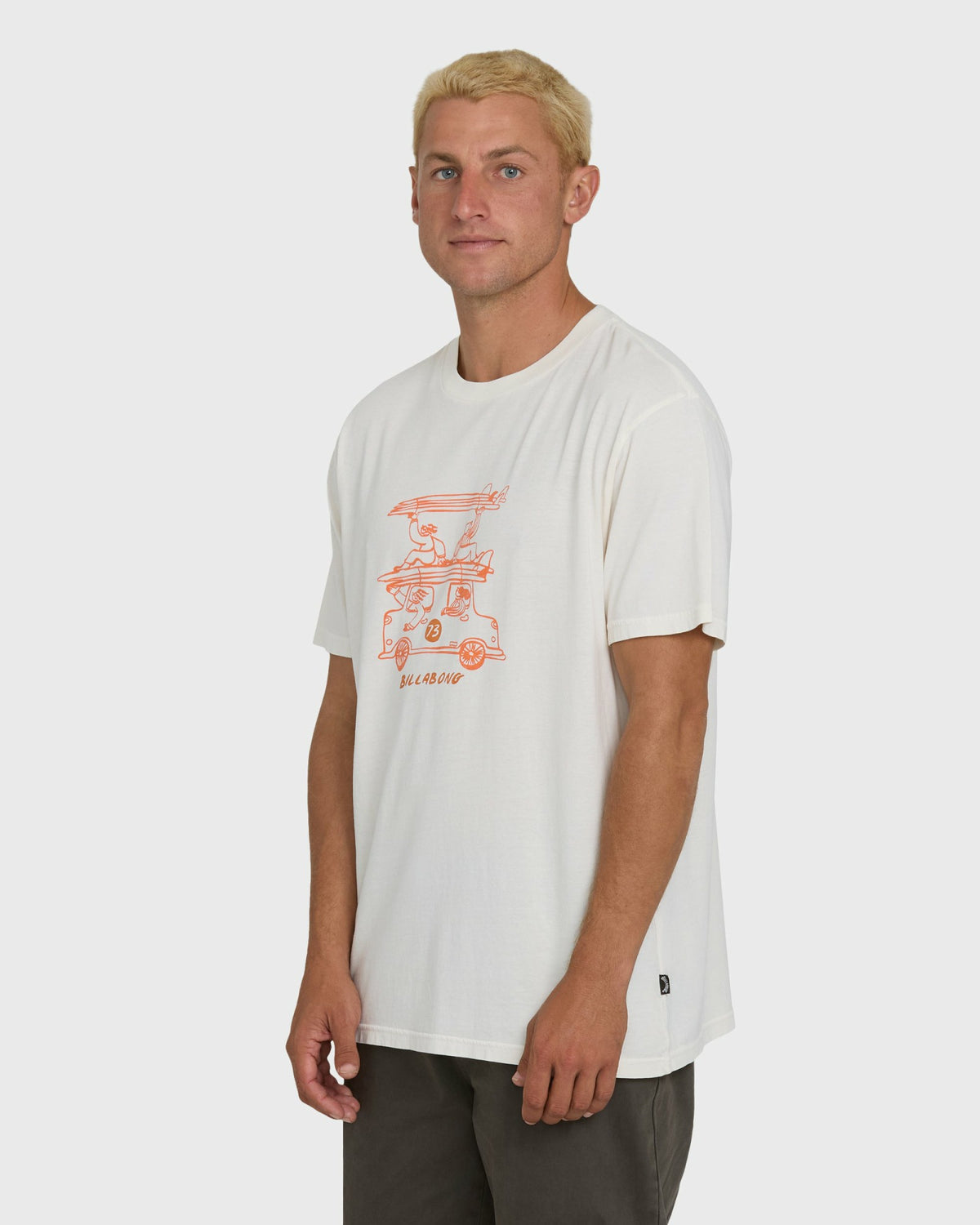 Billabong Men's Stack Wave Washed Premium Short Sleeve Knit T-Shirt - Off White