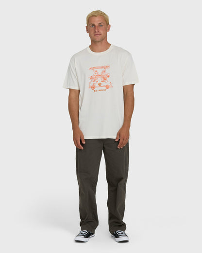 Billabong Men's Stack Wave Washed Premium Short Sleeve Knit T-Shirt - Off White
