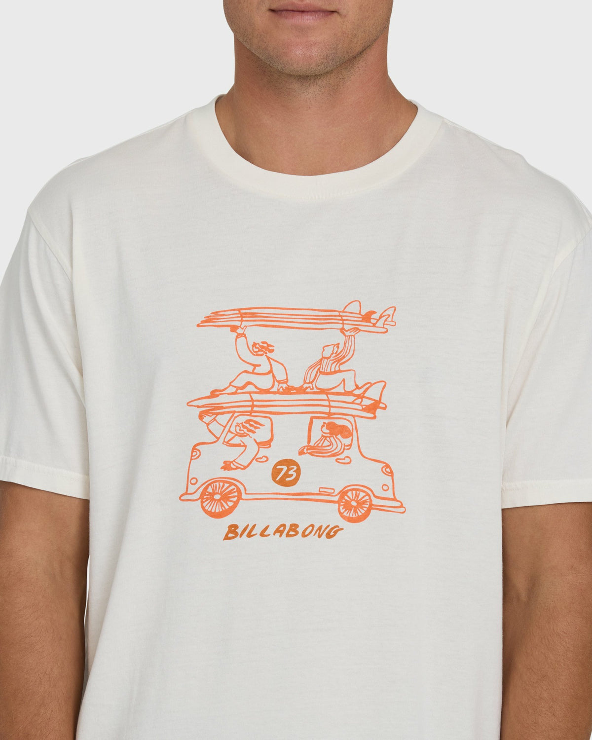 Billabong Men's Stack Wave Washed Premium Short Sleeve Knit T-Shirt - Off White