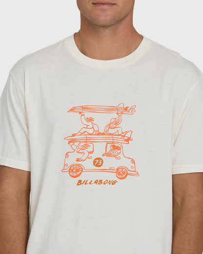 Billabong Men's Stack Wave Washed Premium Short Sleeve Knit T-Shirt - Off White