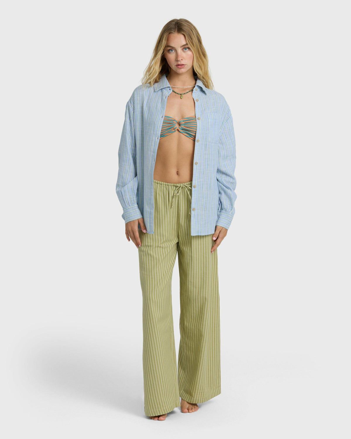 Billabong Women's Wanderer Long Sleeve Woven Top - Twilight Blue