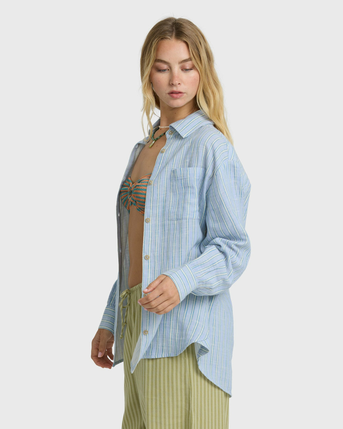 Billabong Women's Wanderer Long Sleeve Woven Top - Twilight Blue