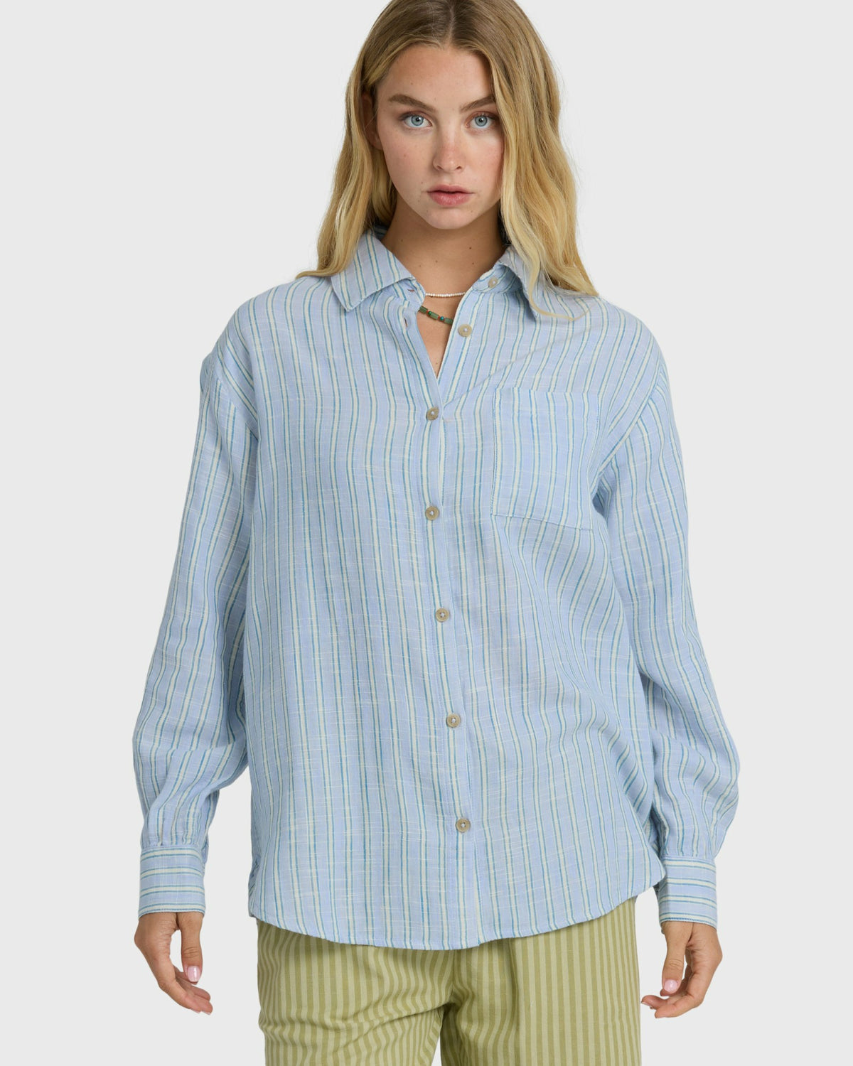 Billabong Women's Wanderer Long Sleeve Woven Top - Twilight Blue