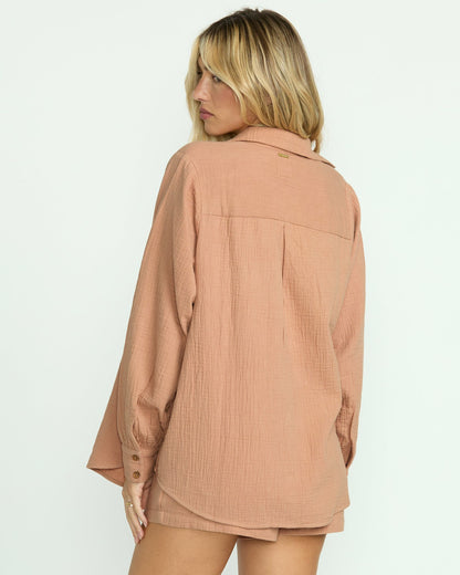 Billabong Women's Sweet Swell Long Sleeve Shirt - Rose Brown