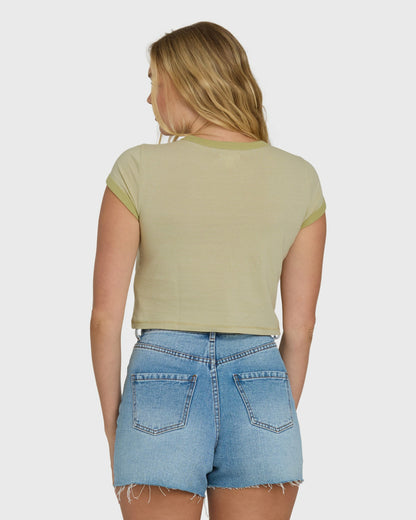 Billabong Women's Daily Tee YD Short Sleeve Knit T-Shirt - Cactus