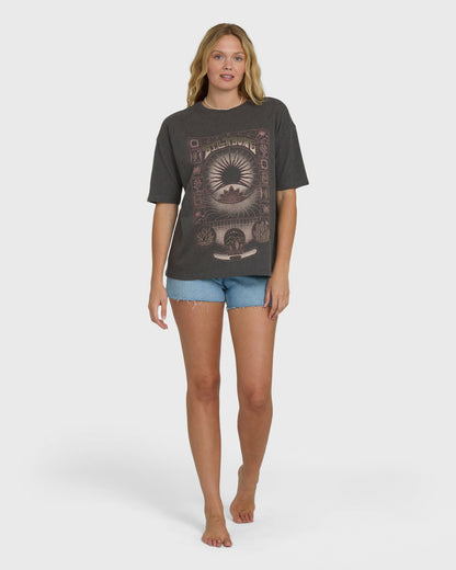 Billabong Women's Natural Collection Short Sleeve Knit T-Shirt - Off Black