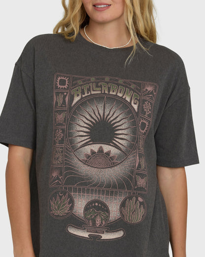 Billabong Women's Natural Collection Short Sleeve Knit T-Shirt - Off Black