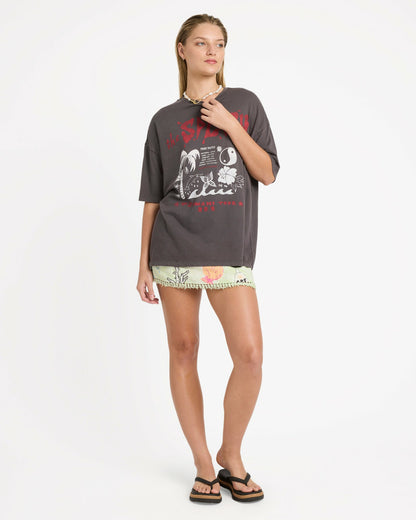 Billabong Women's Lottie Hall Short Sleeve T-Shirt - Off Black