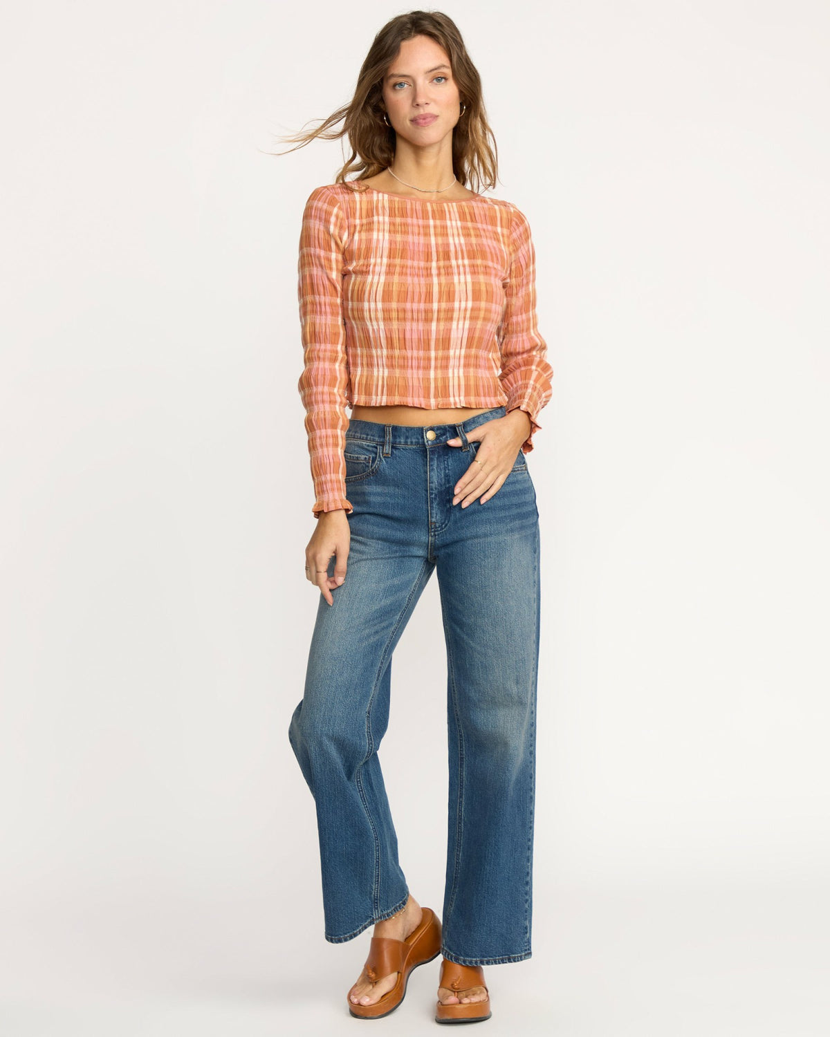 Billabong Women's Check Me Out Long Sleeve Shirt - Sunburnt