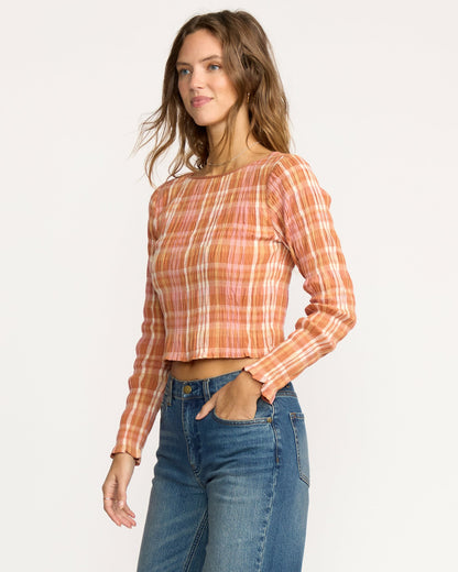 Billabong Women's Check Me Out Long Sleeve Shirt - Sunburnt