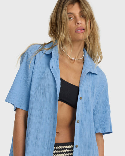 Billabong Women's Laura Short Sleeve Shirt - Blue Drift